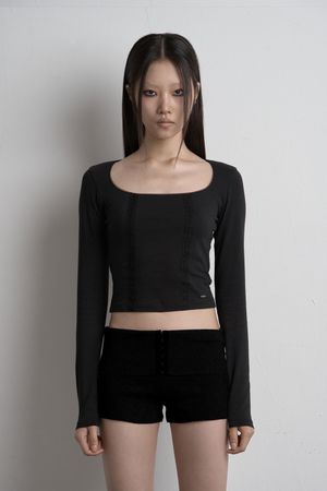 TWIN LACE LONG SLEEVE BLACK