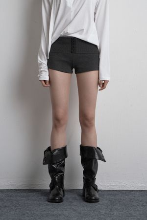 FOLD TWO-WAY KNIT SHORTS CHARCOAL