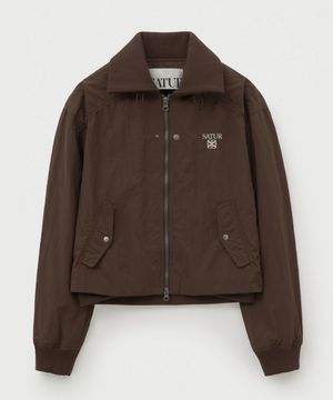(W) 마론 나일론 크롭 봄버 자켓 브라운