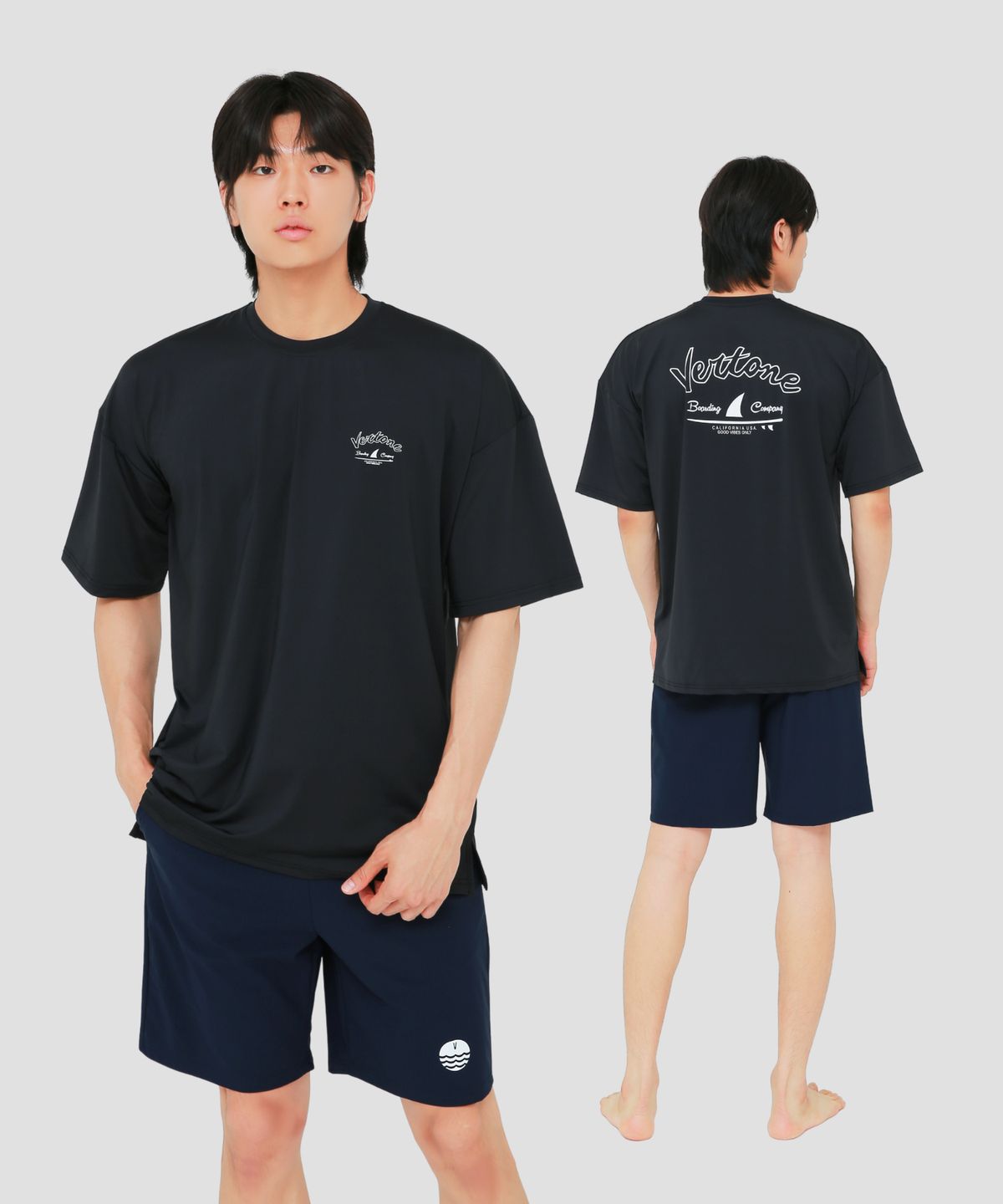베르톤(VERTONE) 루즈핏 반팔 래쉬가드 블랙