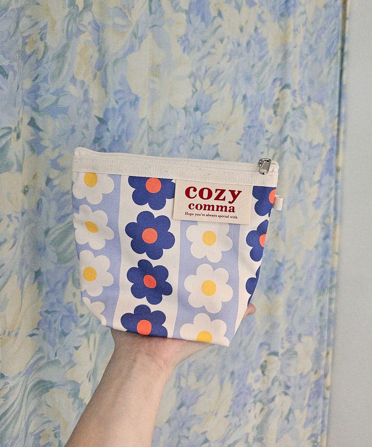 코지콤마(COZYCOMMA) 나만의 커스텀 손목 스트랩파우치_플리워ST 라이트블루