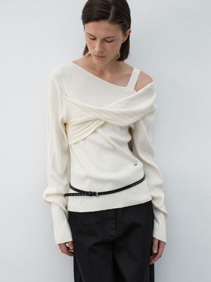 COLARE TWIST KNIT PULLOVER(T-7109)