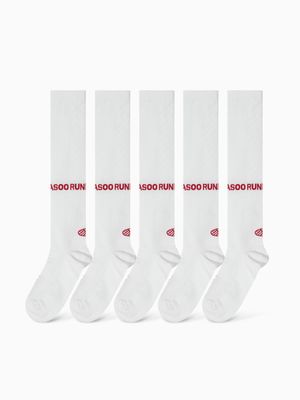 [5 PACK] Menasoo Long Socks_White