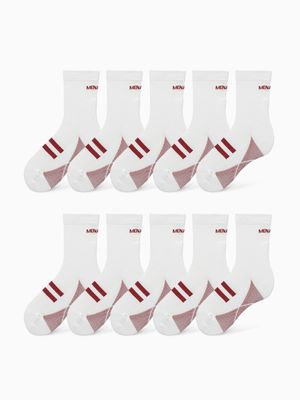[10 PACK] Menasoo Soft Runsocks_White