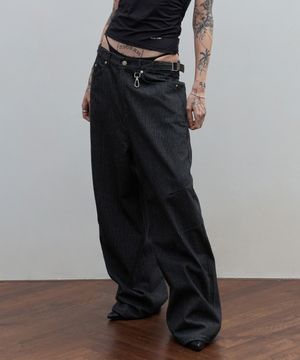 RC Stripe Wide Pants - Black