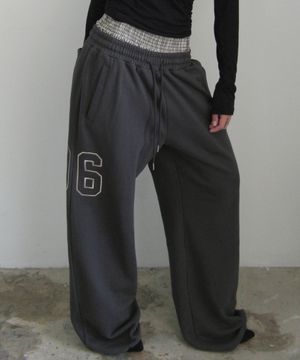 Check Layered 96 Wide 2way Jogger - Charcoal