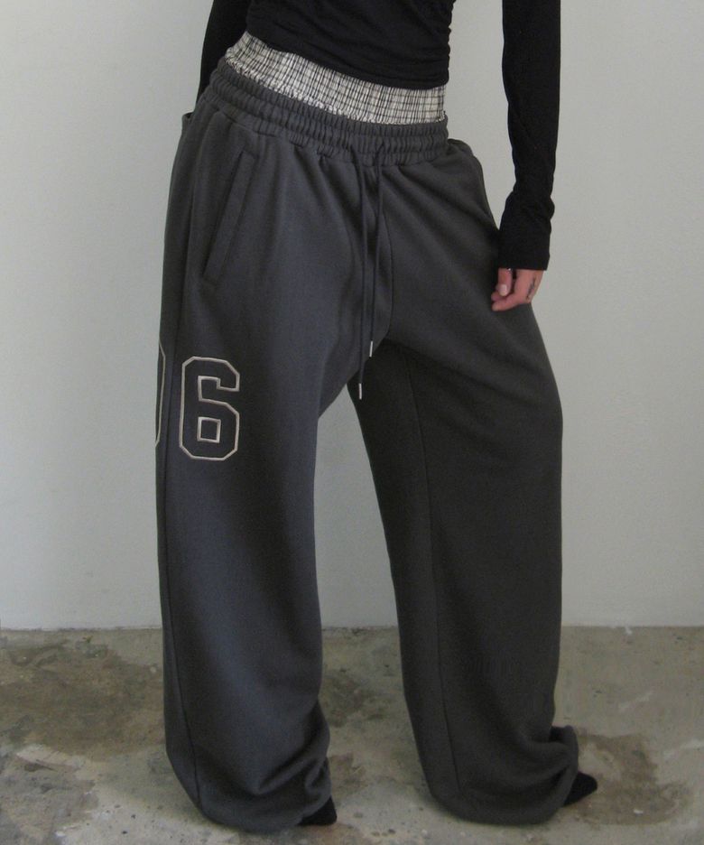 Check Layered 96 Wide 2way Jogger - Charcoal