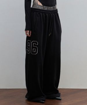 Check Layered 96 Wide 2way Jogger - Black