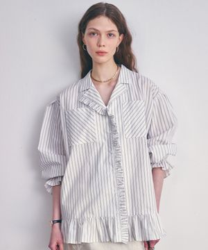 프릴 셔츠_베이지