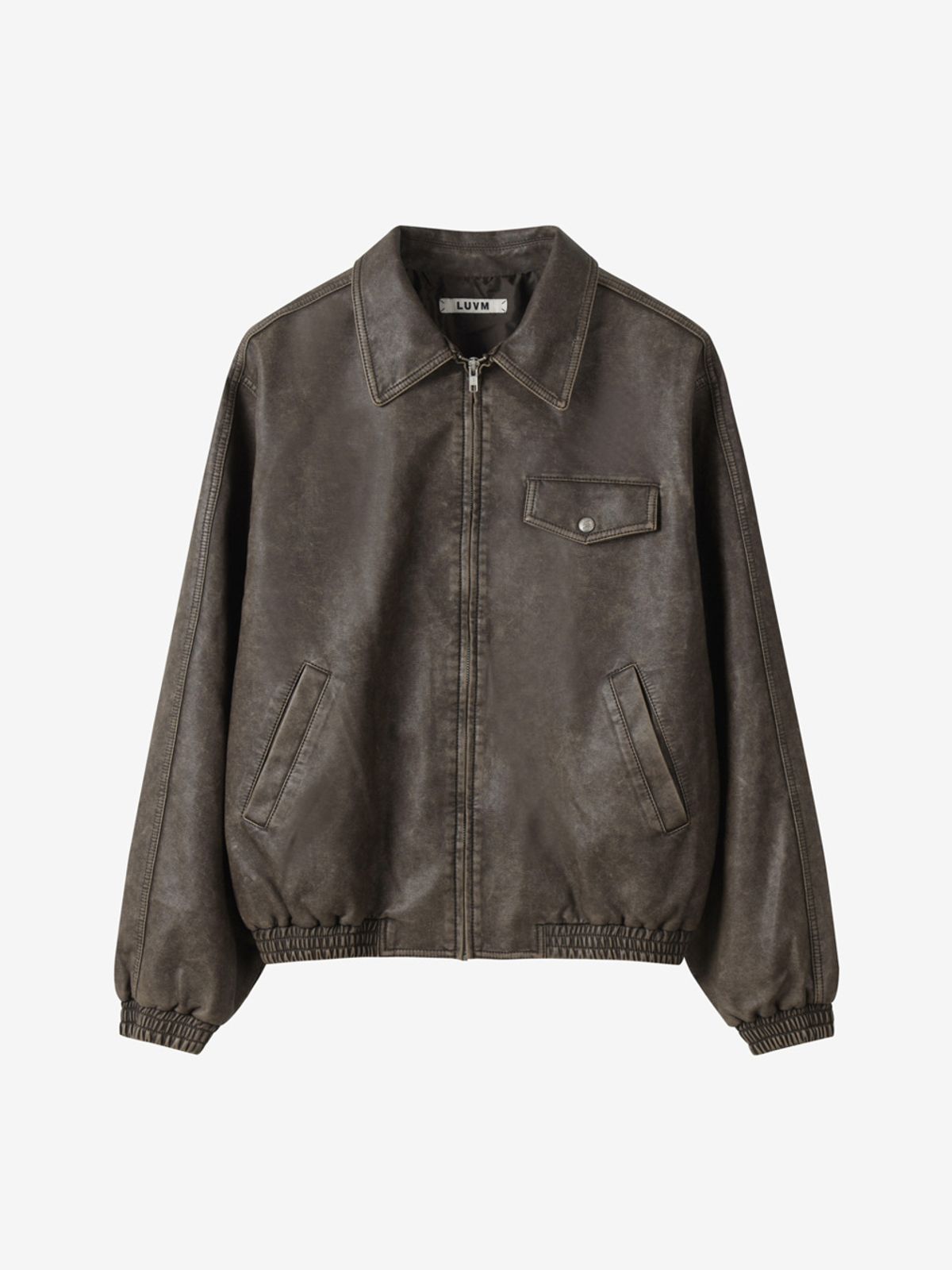 엘유브이엠(LUVM) FAKE LEATHER ZIP-UP JACKET_BROWN