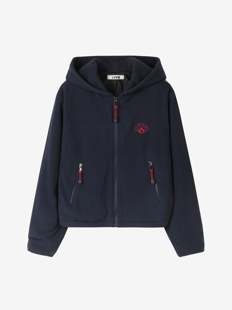 HOODIED FLEECE JACKET_NAVY