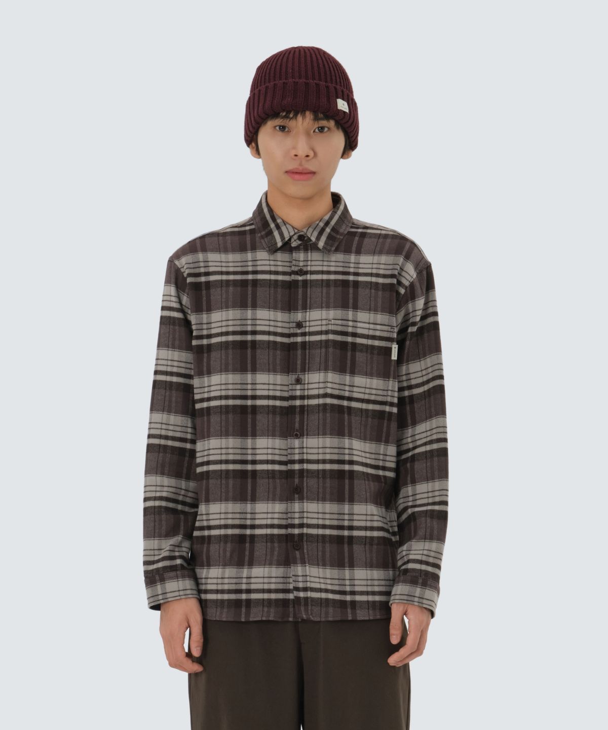 스노우피크 어패럴(SNOWPEAK APPAREL) 리사이클 체크 셔츠 (S25FUFSH02) Choco Brown