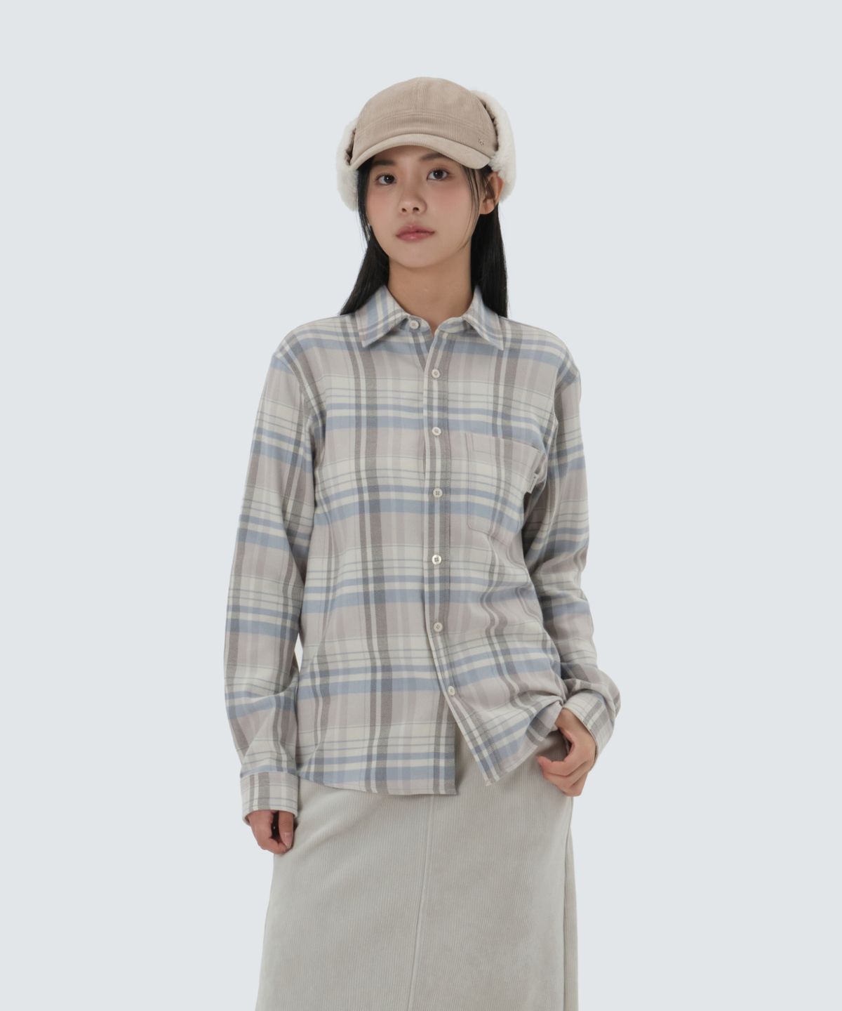 스노우피크 어패럴(SNOWPEAK APPAREL) 리사이클 체크 셔츠 (S25FUFSH02) Sand Beige