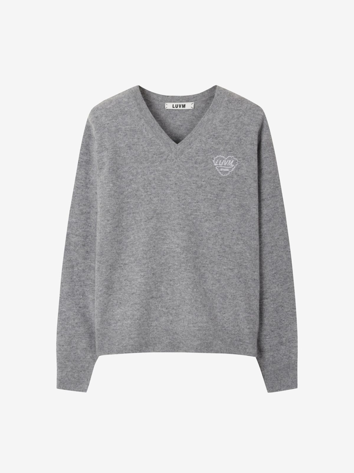 엘유브이엠(LUVM) V-NECK KNIT PULLOVER_MELANGE GRAY