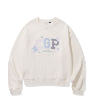 (우먼) CGP 아치 로고 아플리케 맨투맨_크림