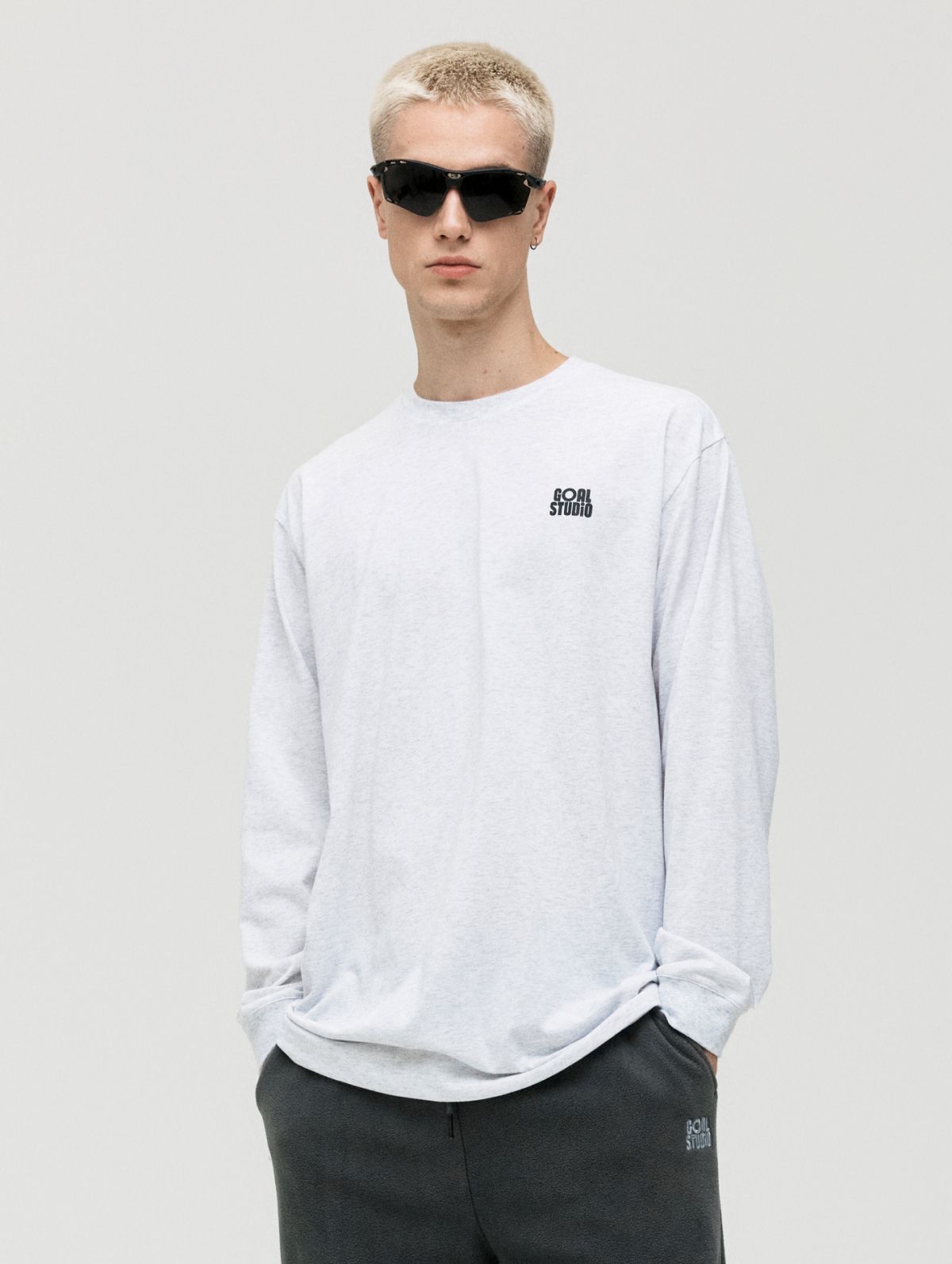 골스튜디오(GOALSTUDIO) ESSENTIAL LAYERED LONGSLEEVE TEE-MELANGE GREY