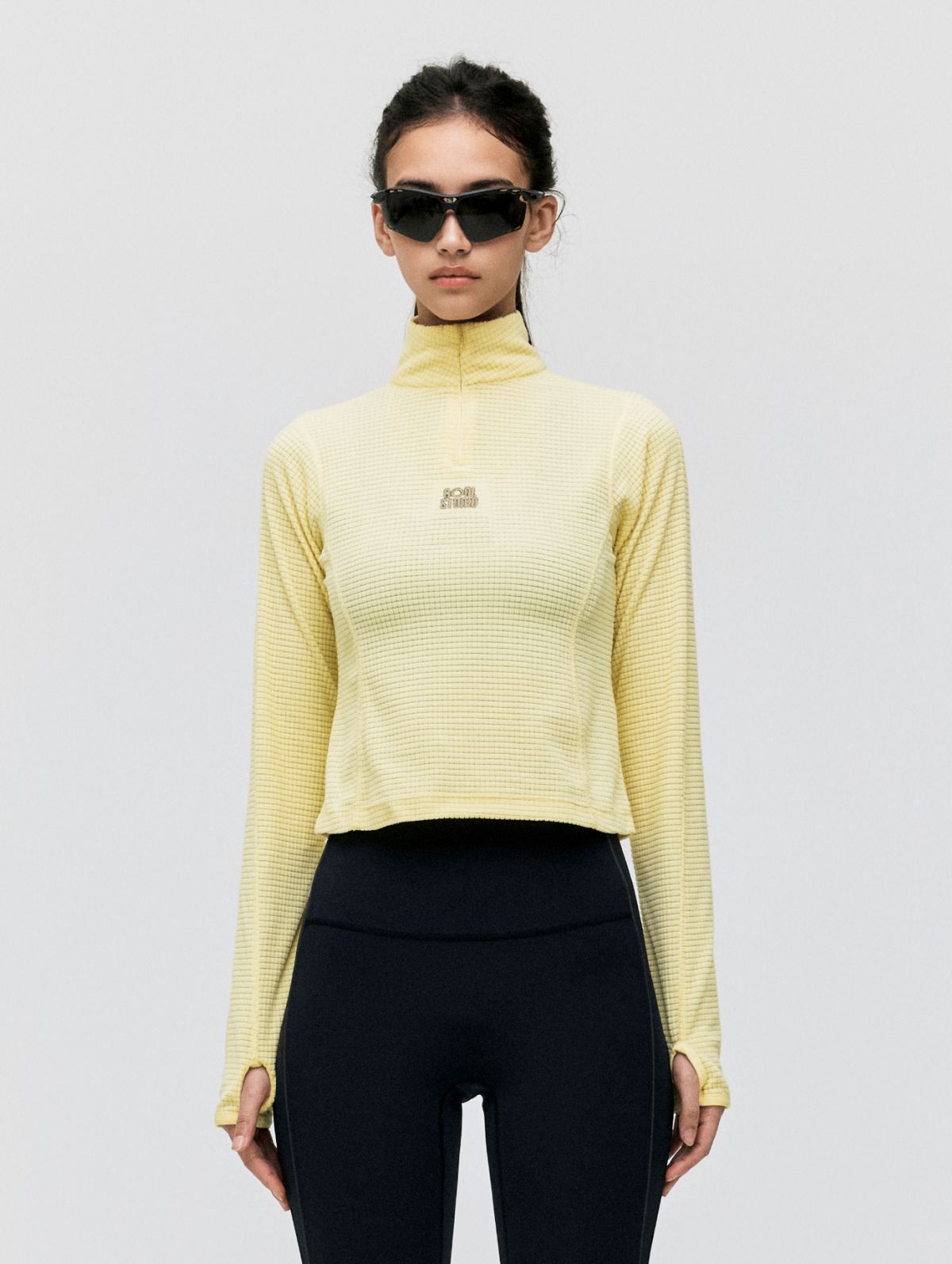 골스튜디오(GOALSTUDIO) WS GRID FLEECE QUARTER ZIP-UP TEE-LIGHT YELLOW