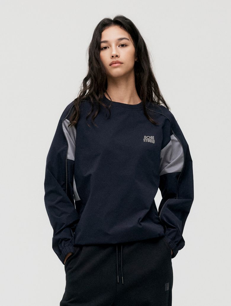 ESSENTIAL STRETCH WIND PULLOVER-NAVY