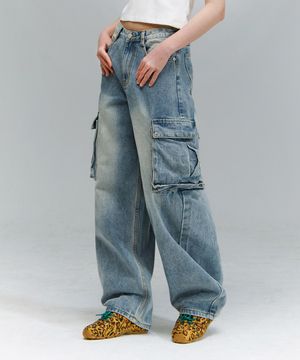 BTB : BLANK POCKET CARGO JEANS [BLUE CORE]