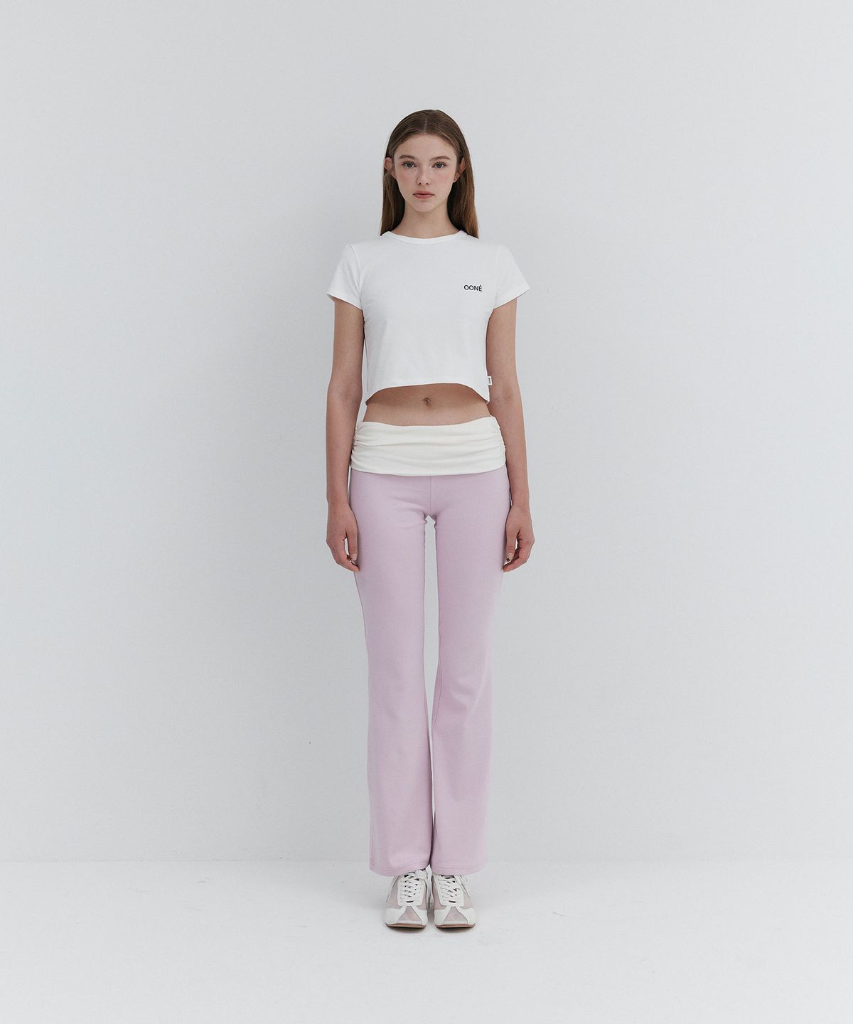 우네(OONE) Roll-Up Flare Pants_Pink