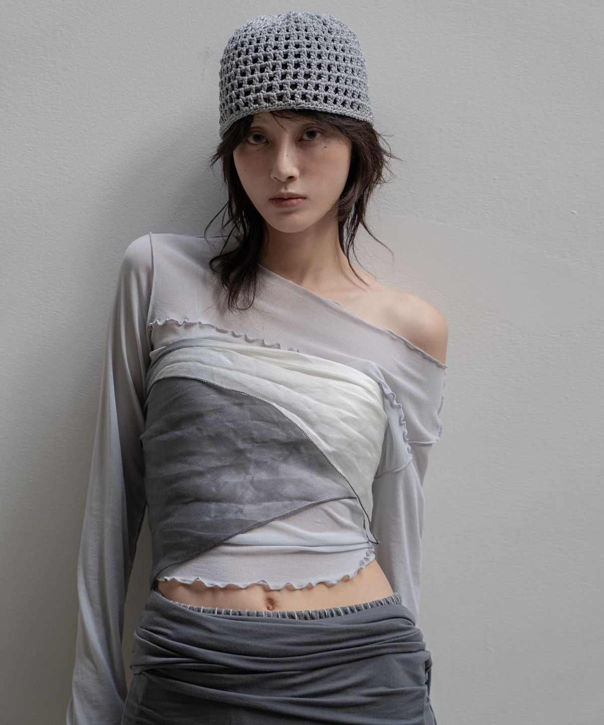 모산(MOSAN) LETTUCE LONG-SLEEVE T-SHIRT (ASH BLUE)