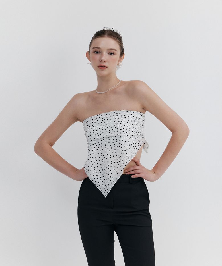 Polka Dot Square Scarf_Ivory