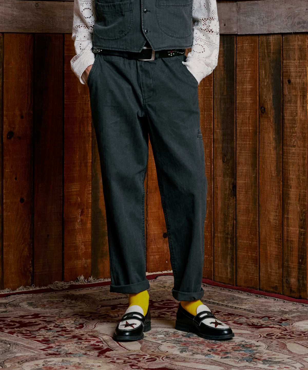 펜필드(PENFIELD) 페이디드HBT 오피서 치노팬츠 차콜_FR3WP81U