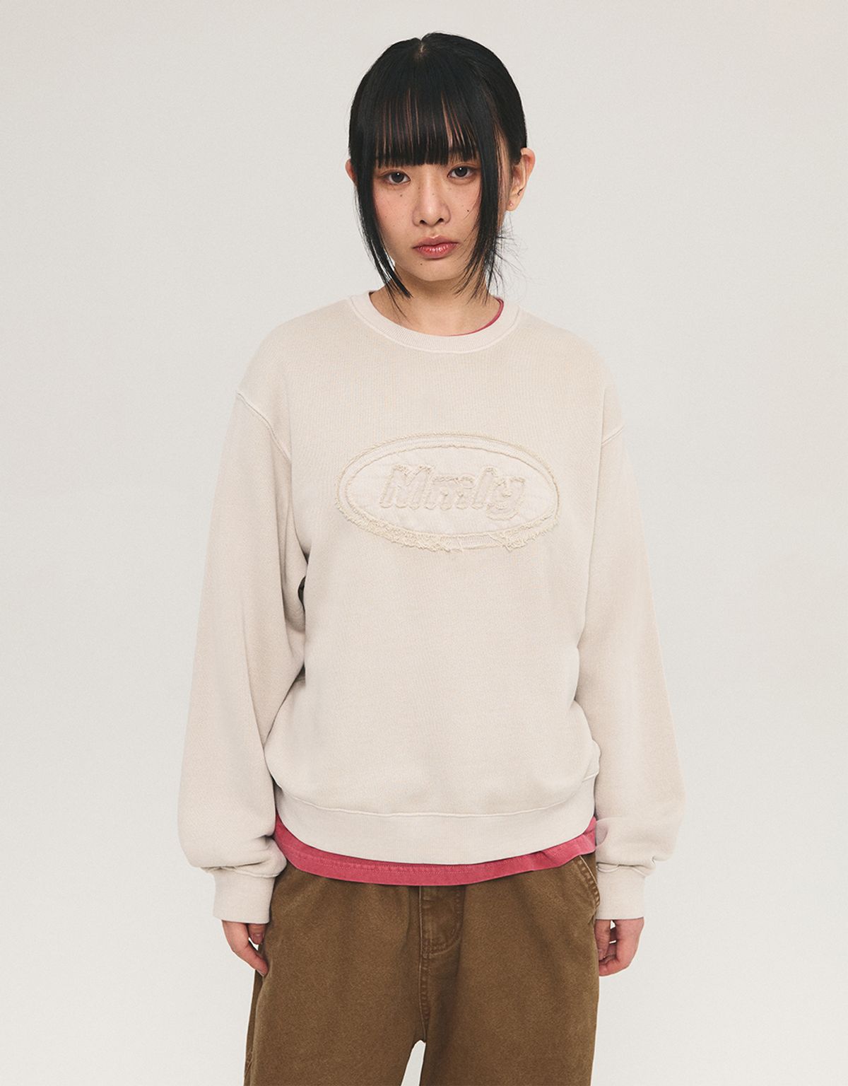 엠엠엘지(MMLG) [Mmlg] DYED APPLIQUE SWEAT (BEIGE)
