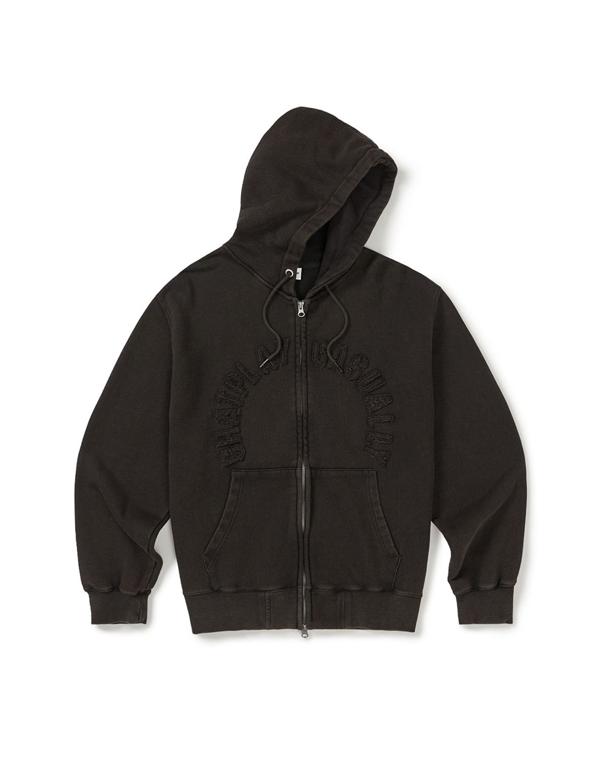 엠엠엘지(MMLG) [Mmlg] WASHED APPLIQUE HOOD ZIPUP (EVERY BLACK)
