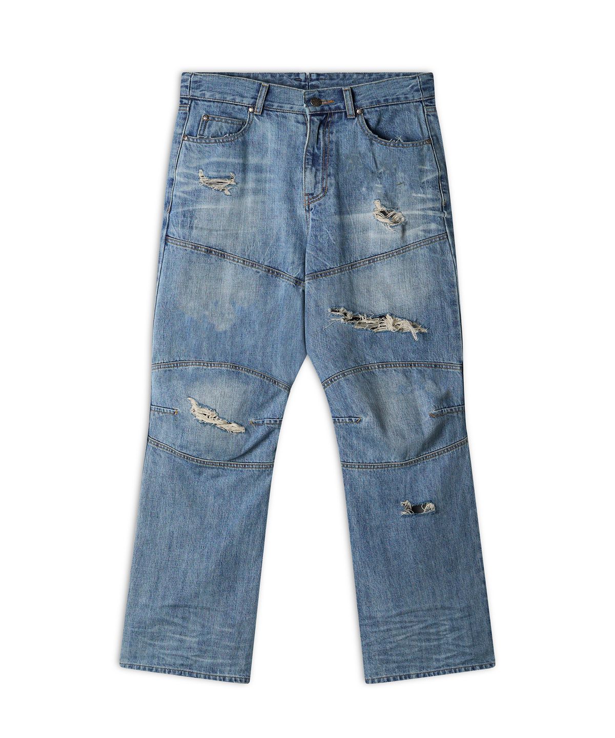 월드딜레마(WORLDDILEMA) Racer Knee Line Washing Denim Pants (Light Blue)