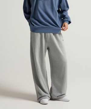 C로고 와이드핏 스웨트 팬츠 Grey