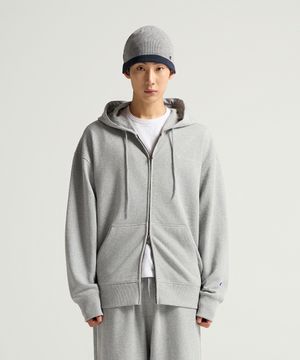 스몰 로고 루즈핏 후드 집업 Grey