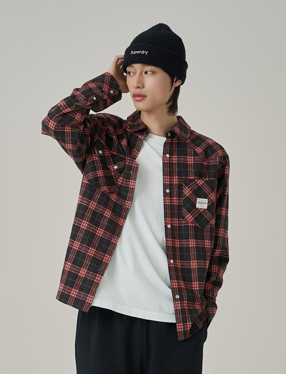 슈퍼드라이(SUPERDRY) 웨스턴 체크 셔츠 다크브라운