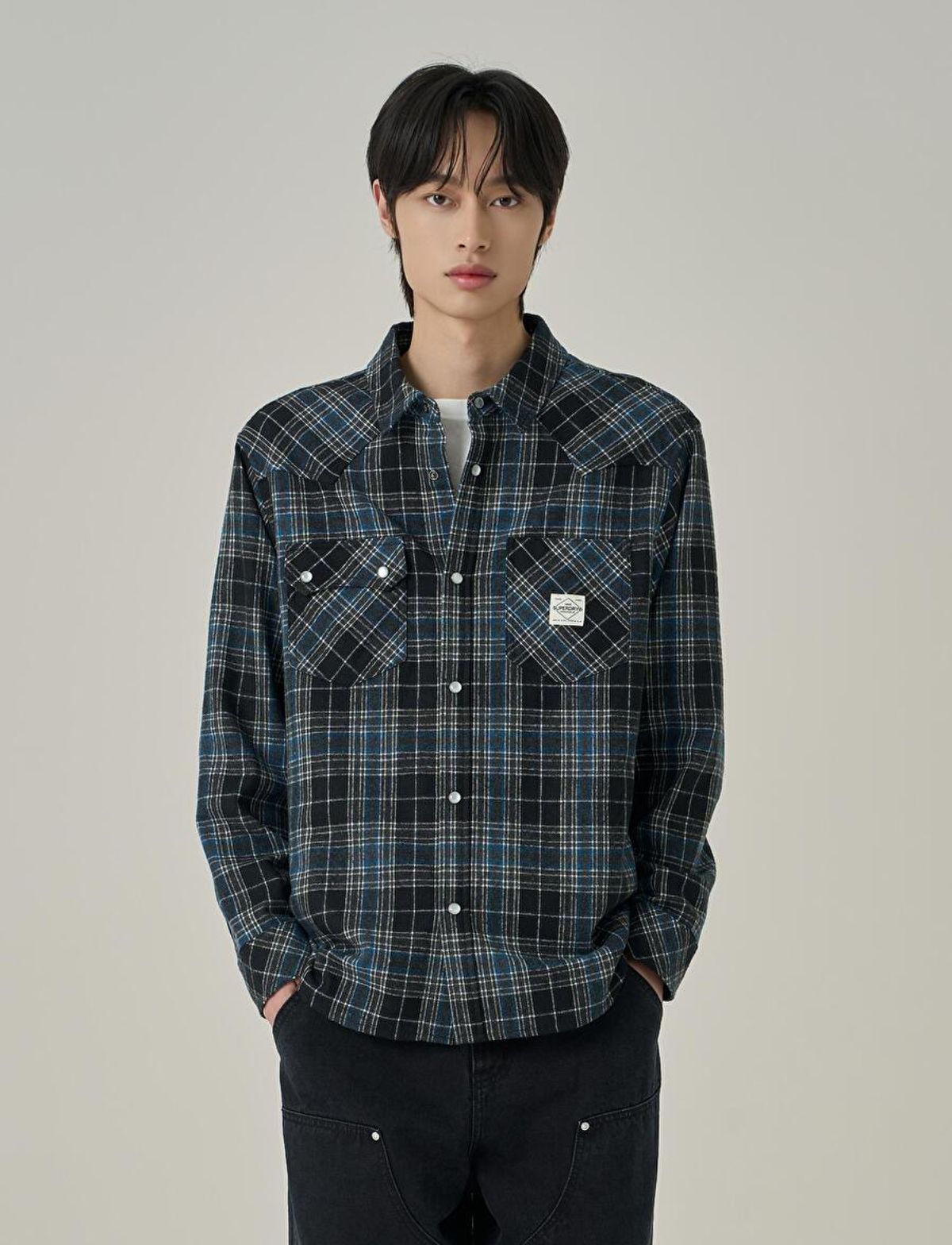 슈퍼드라이(SUPERDRY) 웨스턴 체크 셔츠 블랙