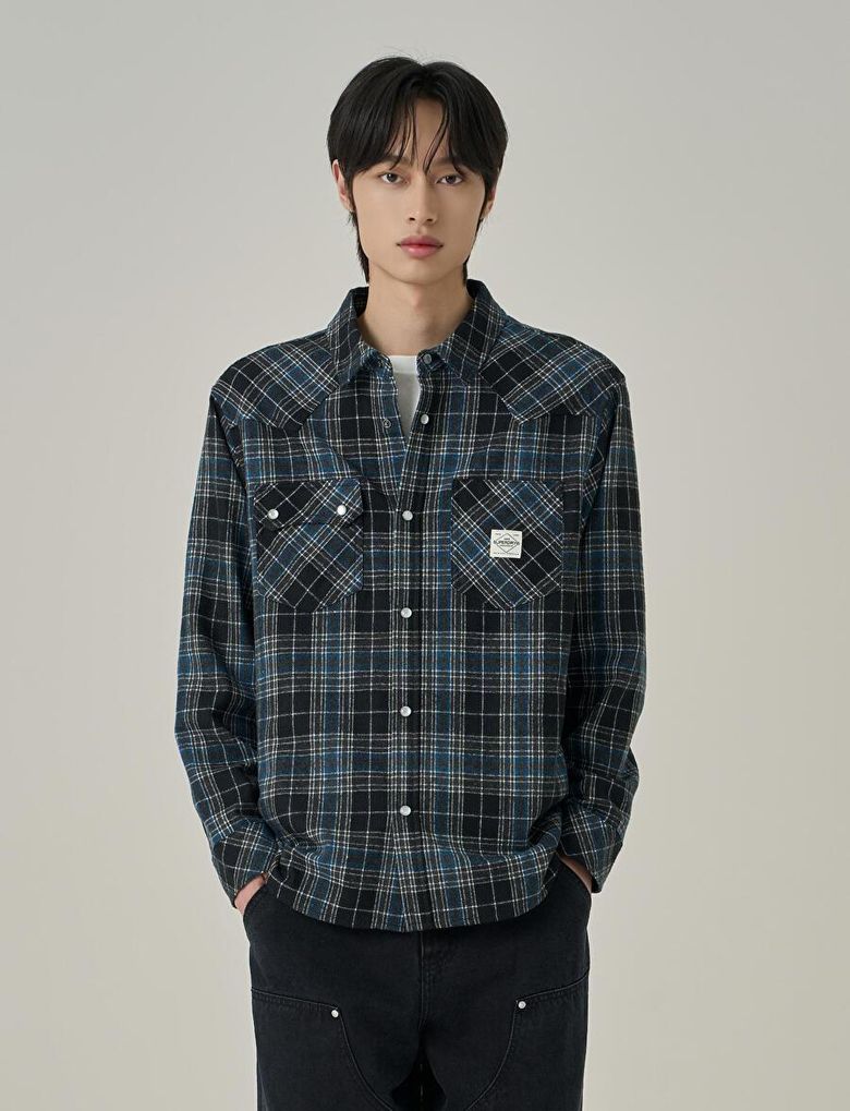 웨스턴 체크 셔츠 블랙