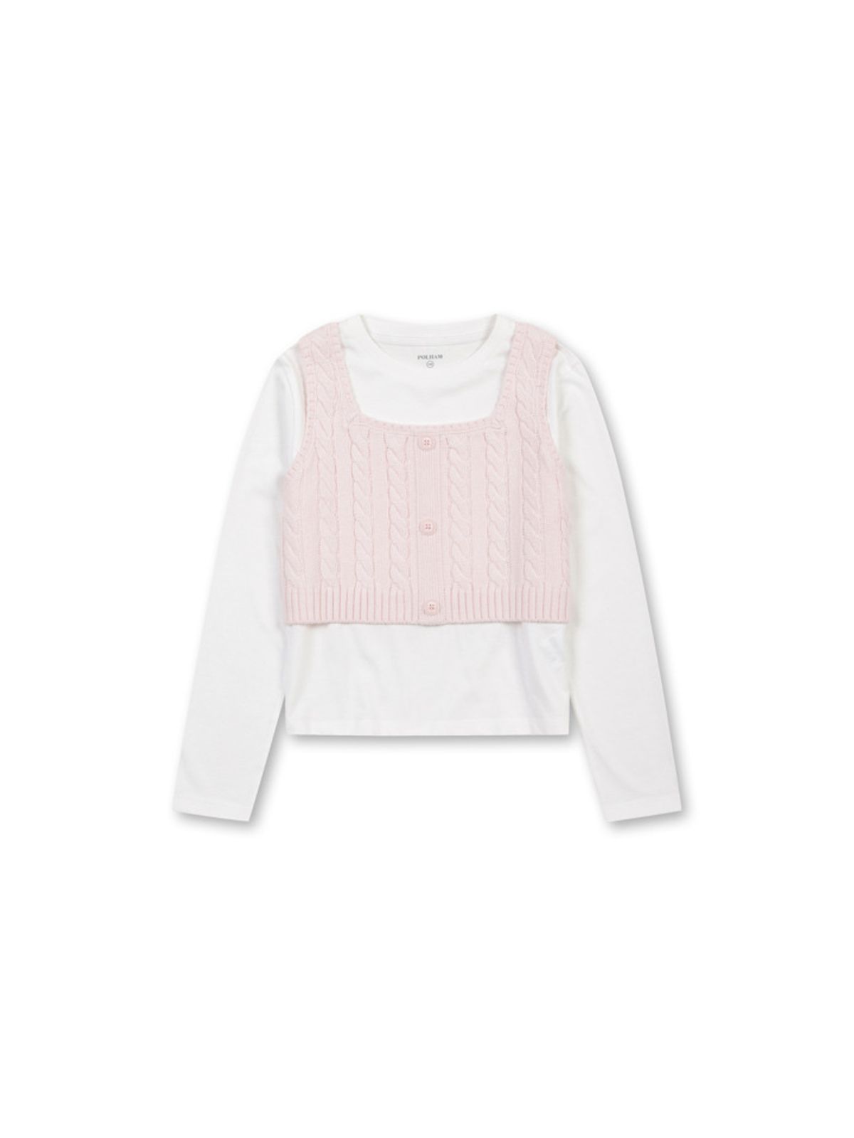 폴햄키즈(POLHAM KIDS) 여아) 긴팔티+케이블 뷔스티에 세트_PKF4ES2020