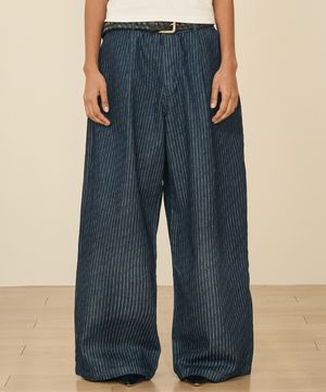 핀스트라이프 플레어 팬츠 (인디고블루)