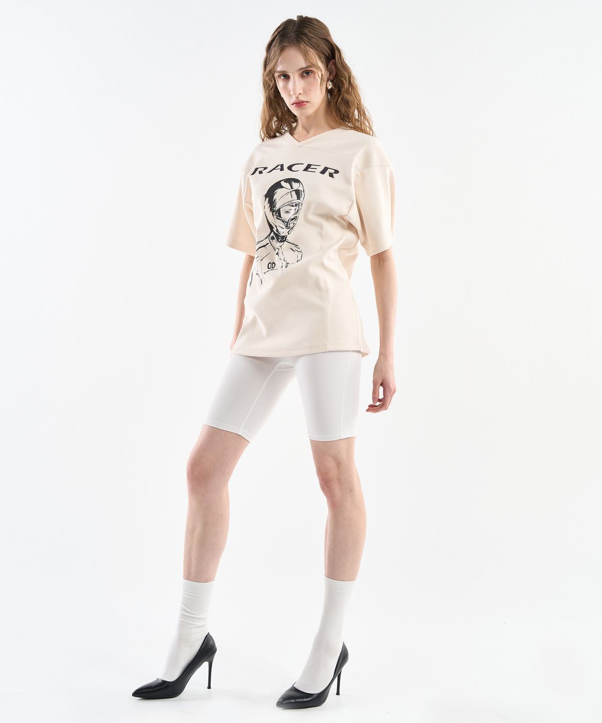 월드딜레마(WORLDDILEMA) RACER Rugby Fit T-Shirts (Cream)