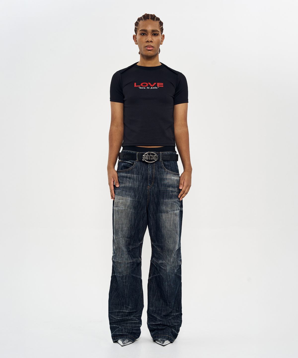 월드딜레마(WORLDDILEMA) LOVE PRINTING Shrunken Fit T-Shirts (Black)