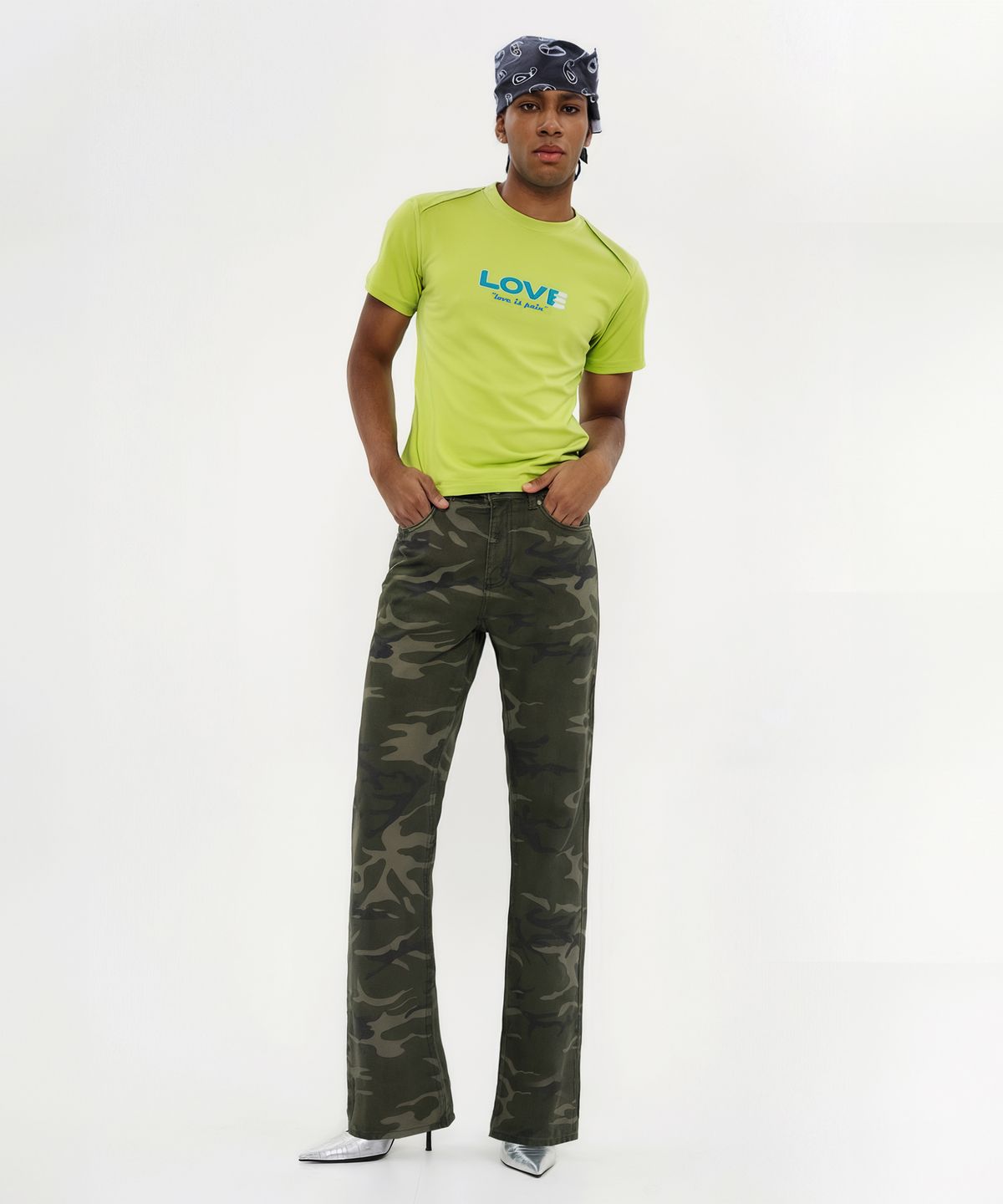 월드딜레마(WORLDDILEMA) LOVE PRINTING Shrunken Fit T-Shirts (Green)