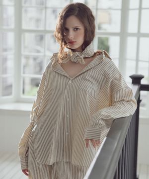 [블랜드] 워크인 오버핏 스트라이프 셔츠 라운지웨어 3colors