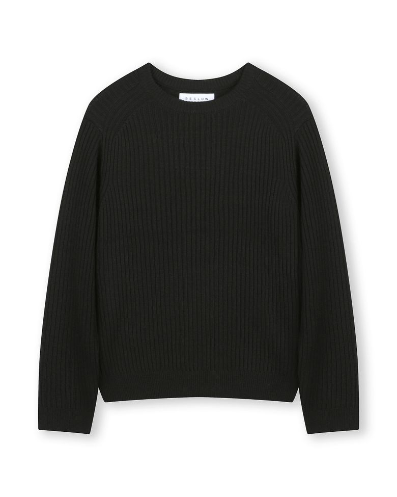 CASHMERE BLENDED SLIM FIT CREW NECK KNIT BLACK