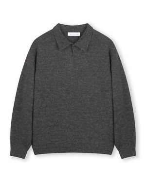 LAYERED COLLAR KNIT MELANGE CHARCOAL