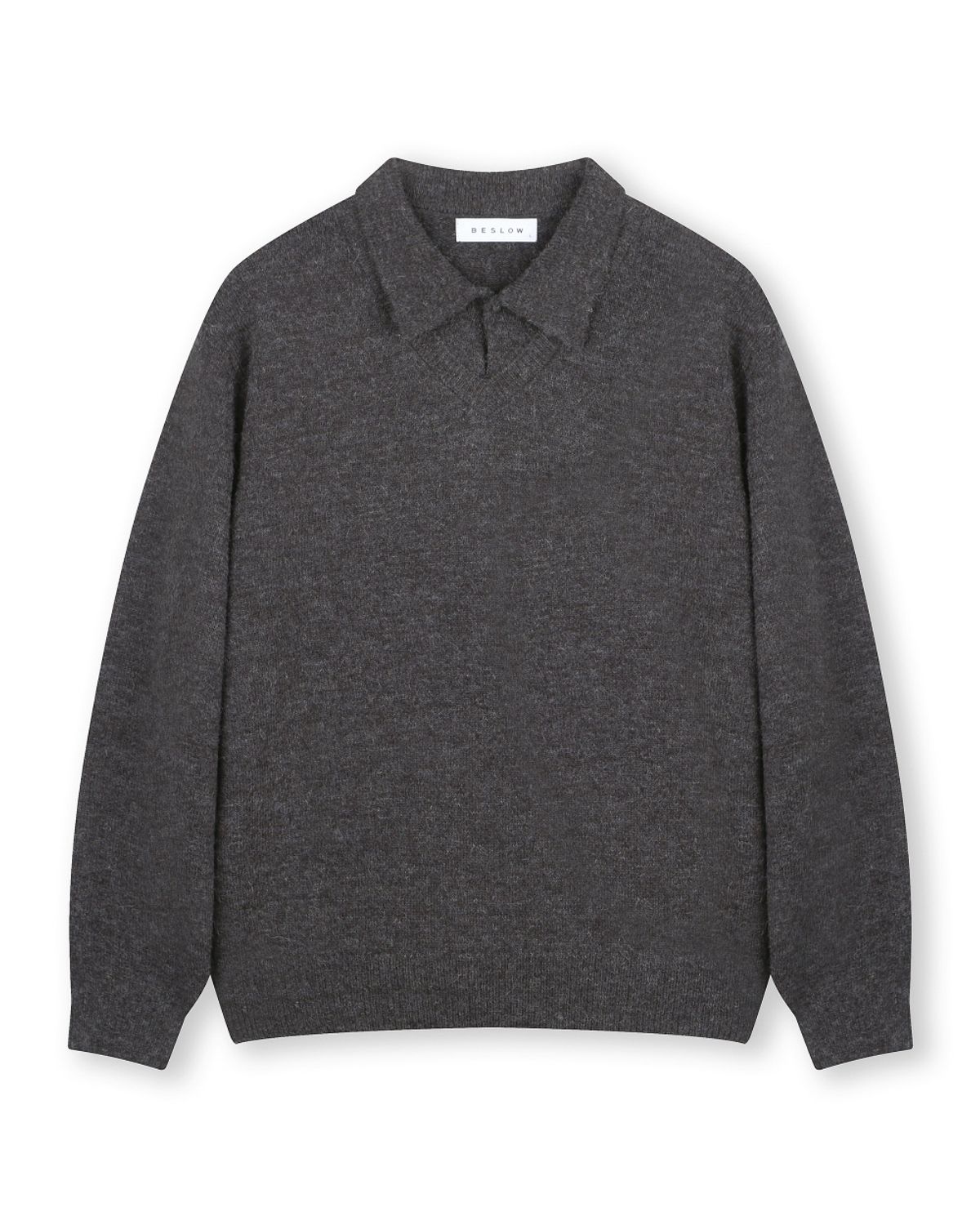 비슬로우(BESLOW) LAYERED COLLAR KNIT MELANGE CHARCOAL