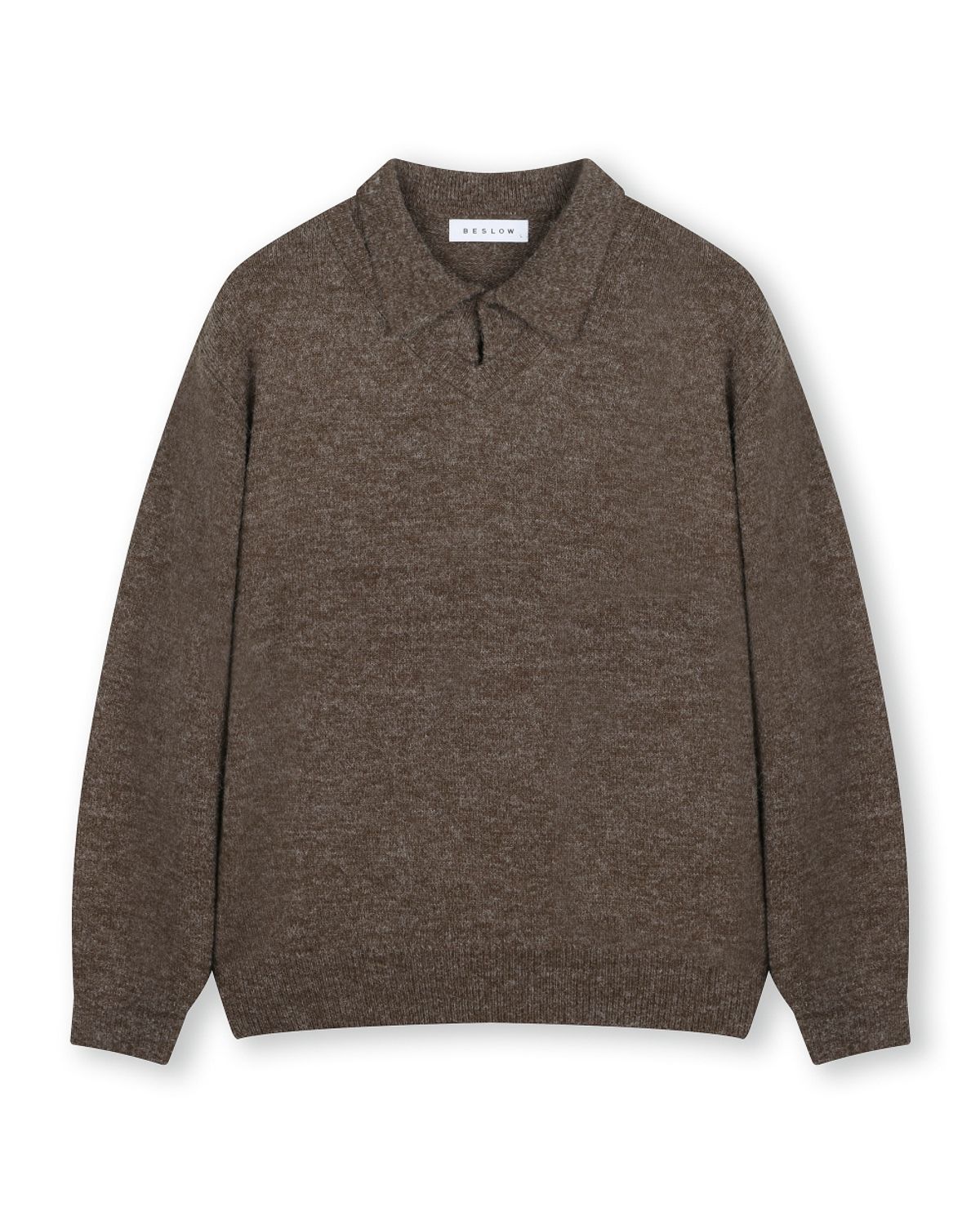 비슬로우(BESLOW) LAYERED COLLAR KNIT MELANGE BROWN
