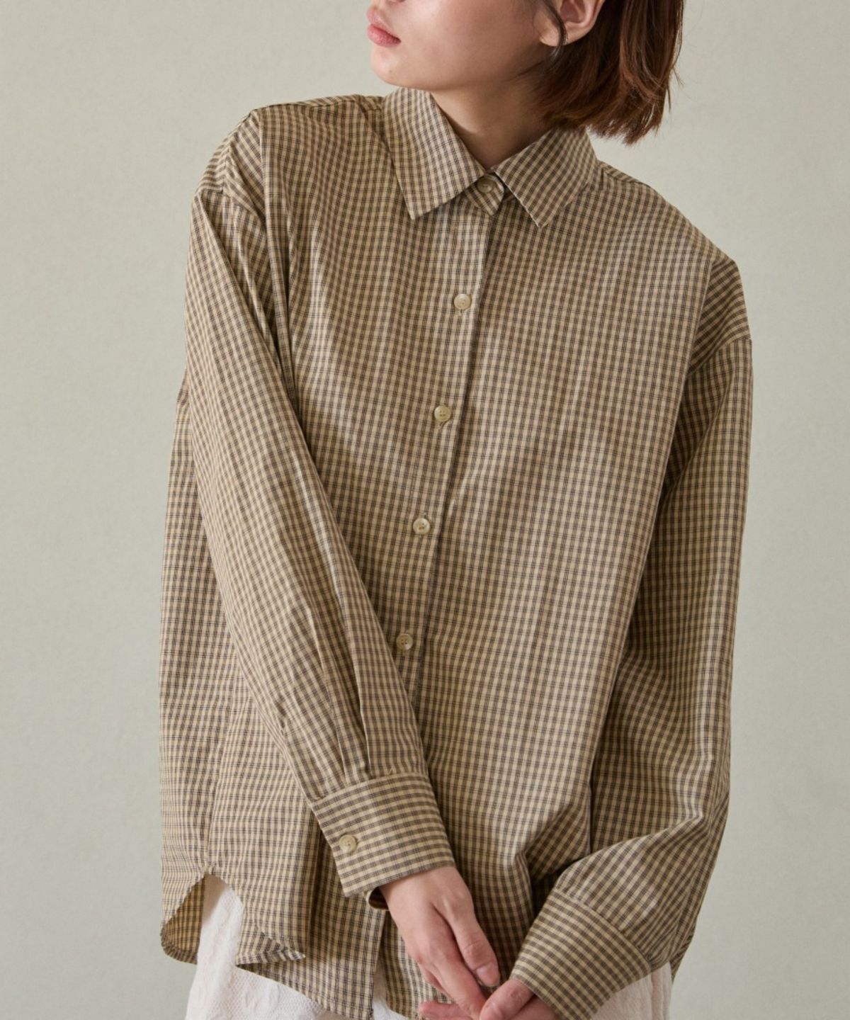 위오이(WIOE) Vintage Check Shirt_Yellow Beige