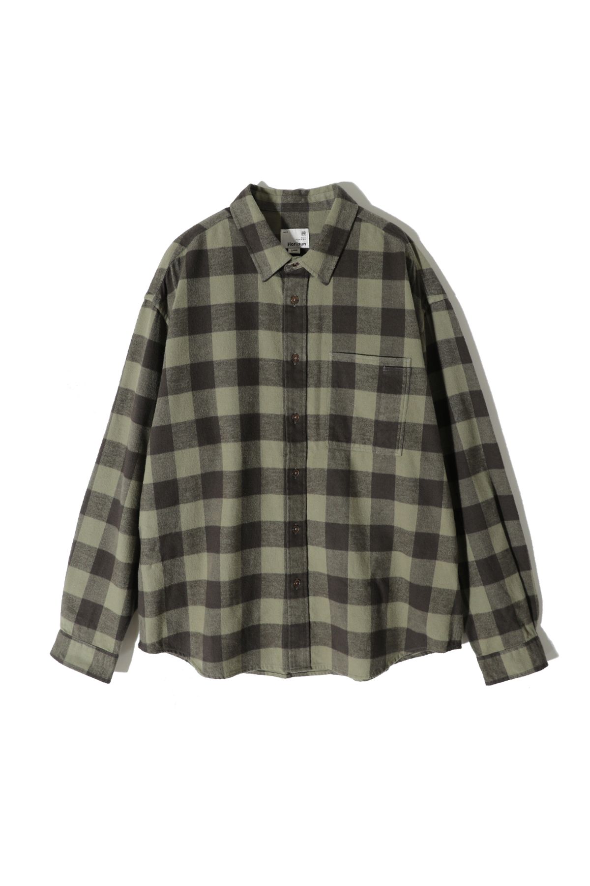 홀리선(HORLISUN) Madison Buffalo Check Shirt Olive