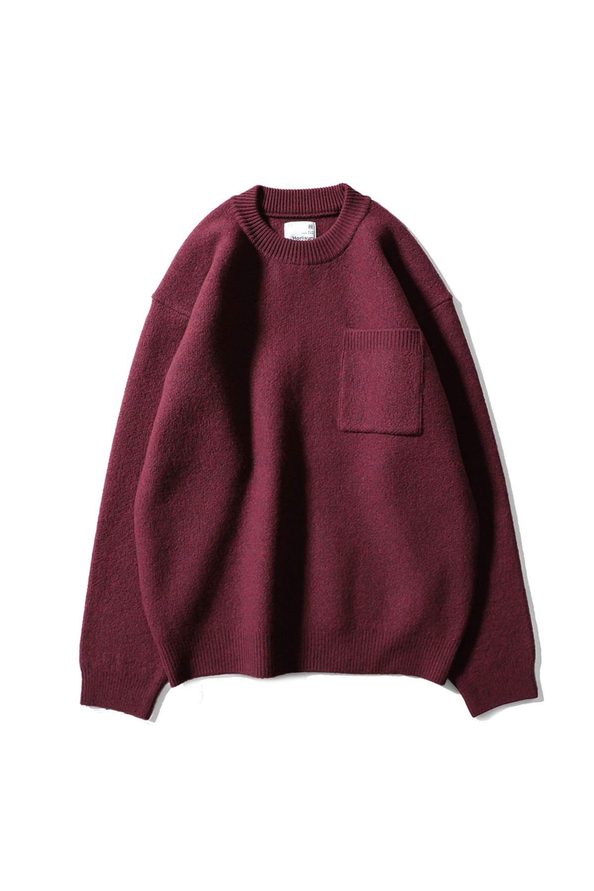 홀리선(HORLISUN) Northyork Boiled Wool Crewneck Knit Melange Burgundy