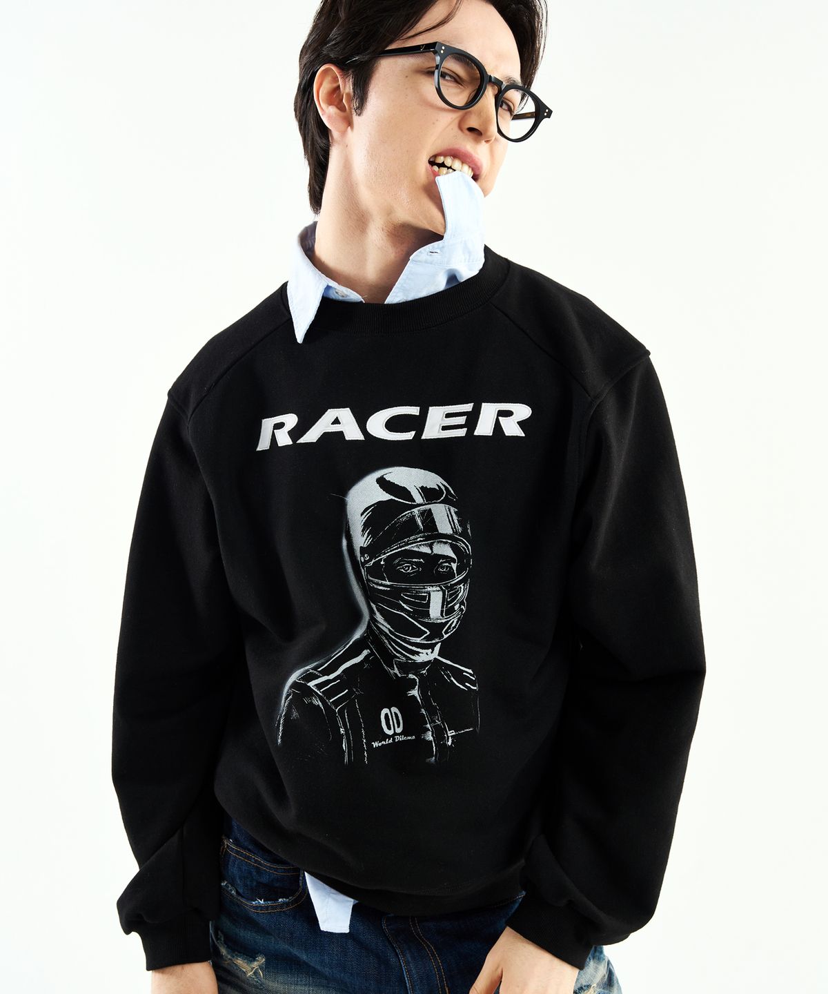 월드딜레마(WORLDDILEMA) RACER Rugby Fit Sweatshirts (Black)