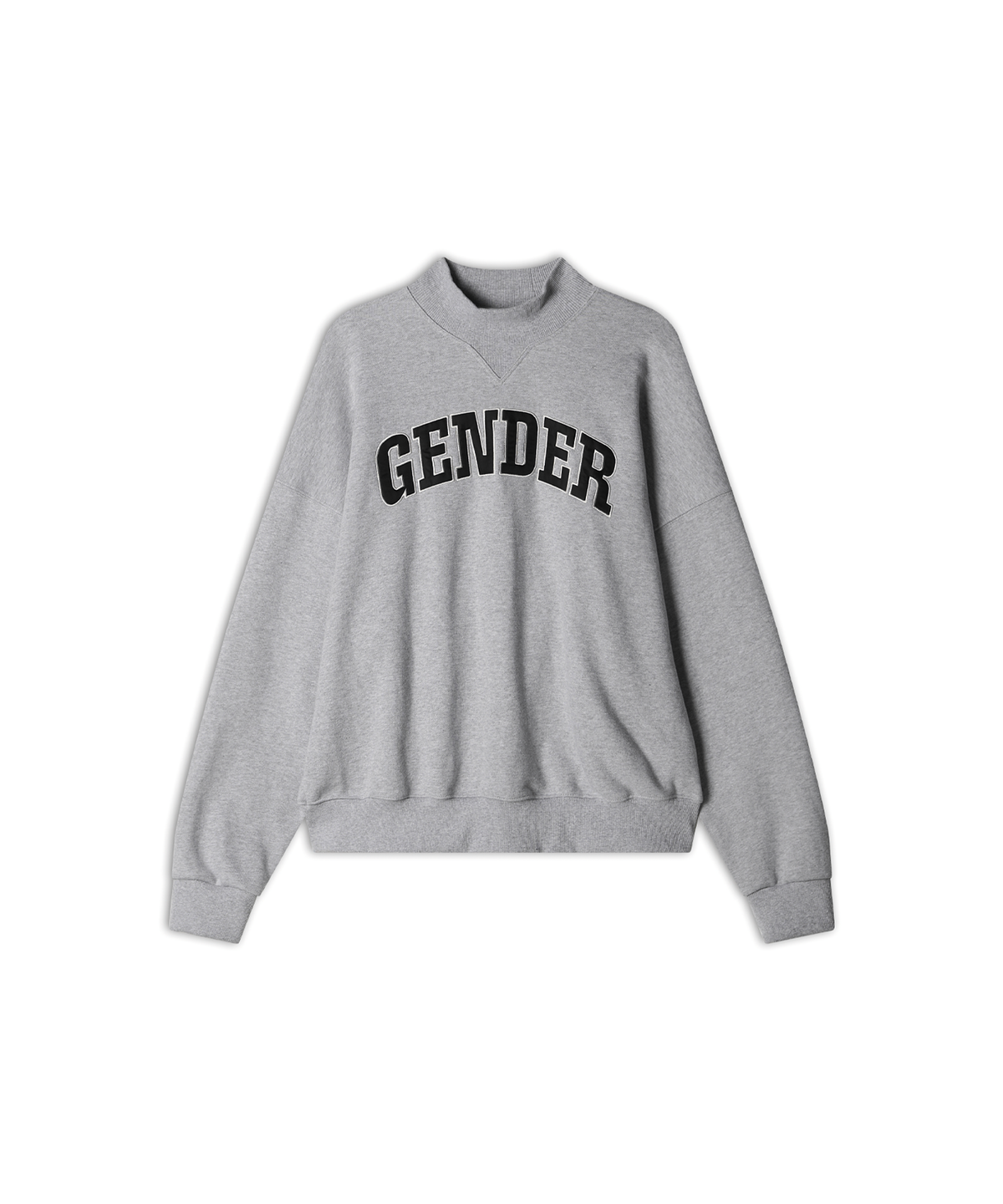 월드딜레마(WORLDDILEMA) GENDER  Applique High Neck Sweatshirts (Grey)